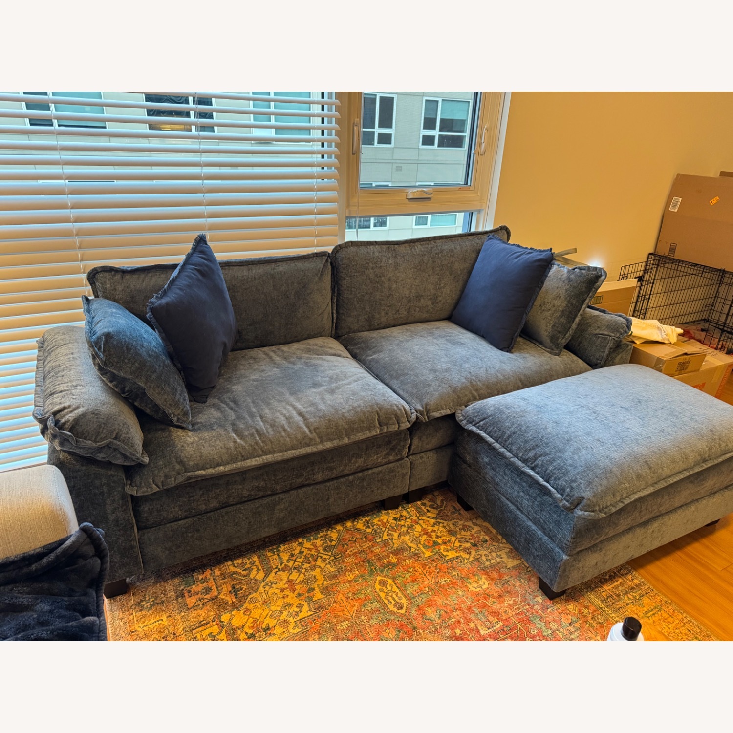 Blue Velvet 2 Piece Sectional - image-3