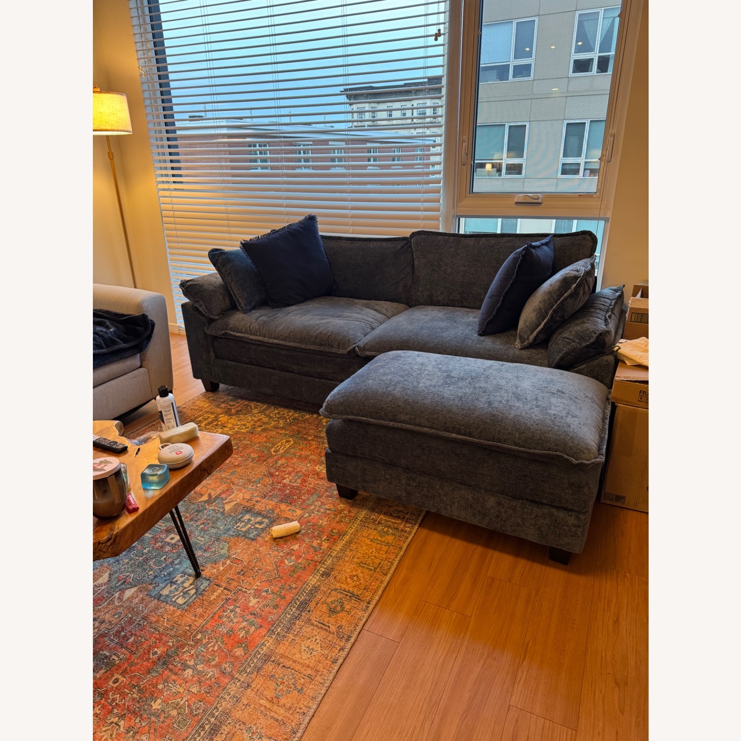 Blue Velvet 2 Piece Sectional - image-1