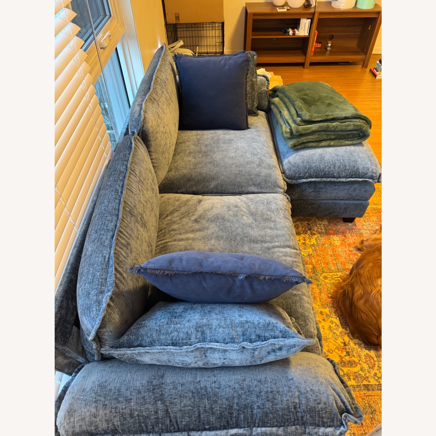 Blue Velvet 2 Piece Sectional - image-4