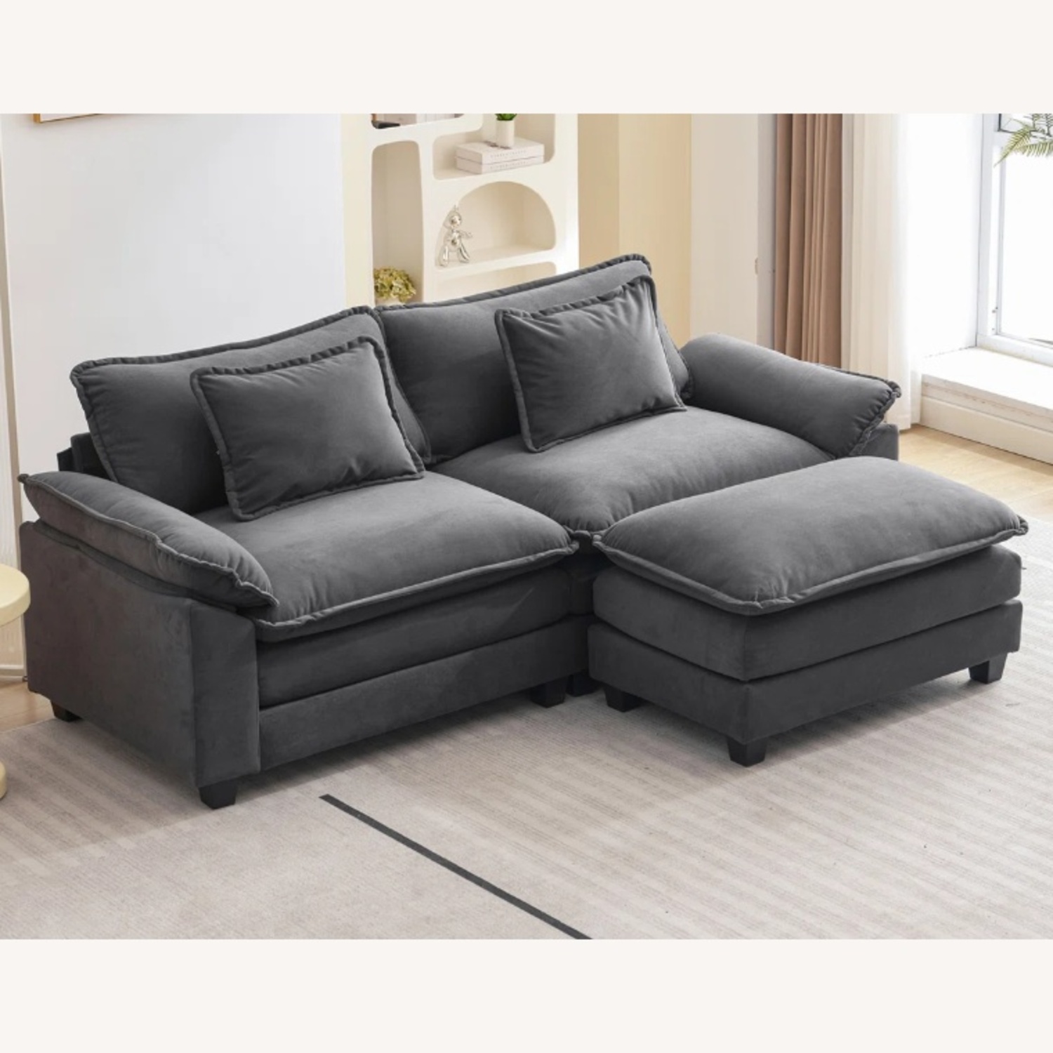 Blue Velvet 2 Piece Sectional - image-0