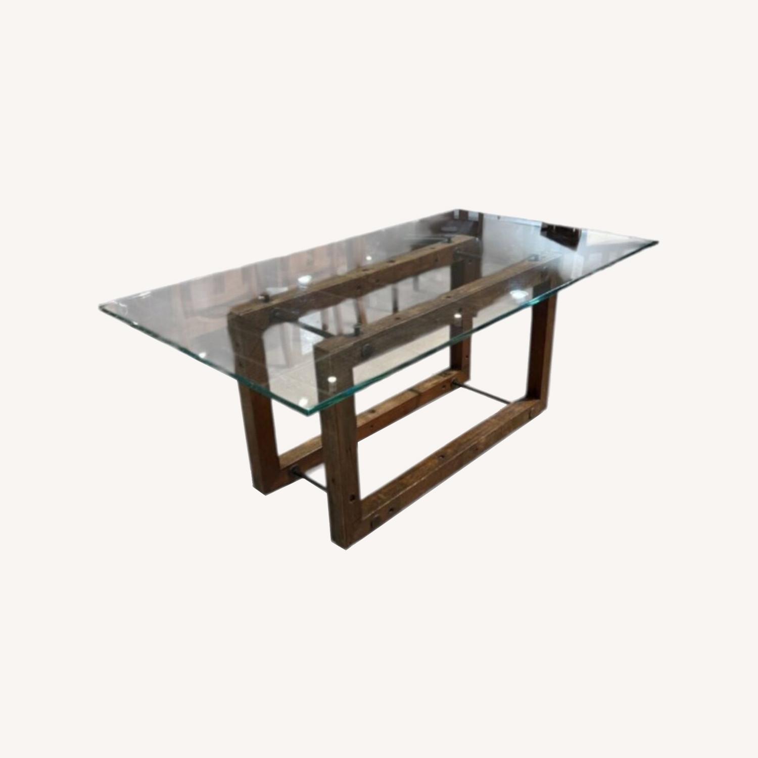 Reclaimed Brazilian Wood w/ Glass Top Dining Table - image-0