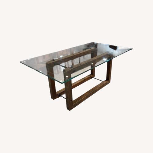 Used Reclaimed Brazilian Wood w/ Glass Top Dining Table for sale on AptDeco