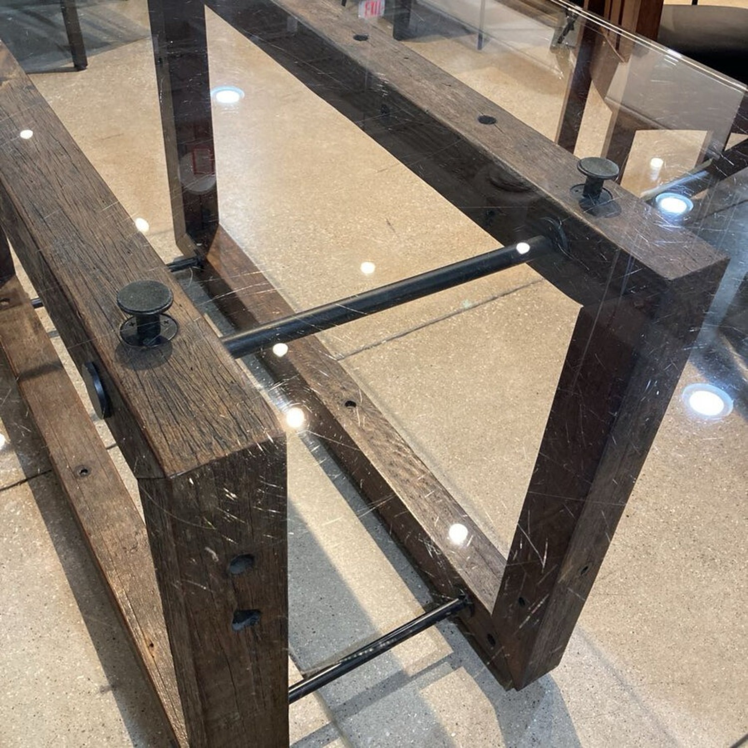 Reclaimed Brazilian Wood w/ Glass Top Dining Table - image-5