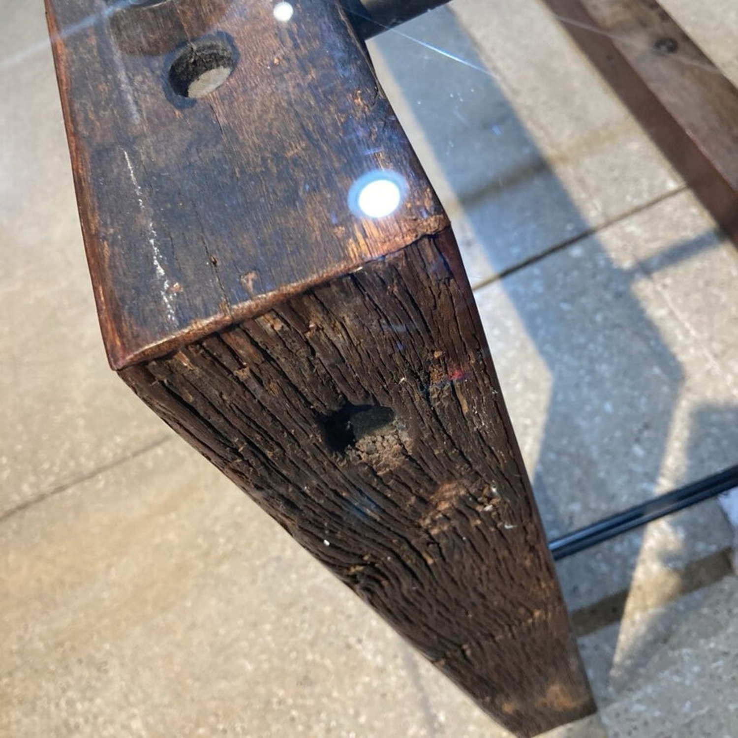 Reclaimed Brazilian Wood w/ Glass Top Dining Table - image-7