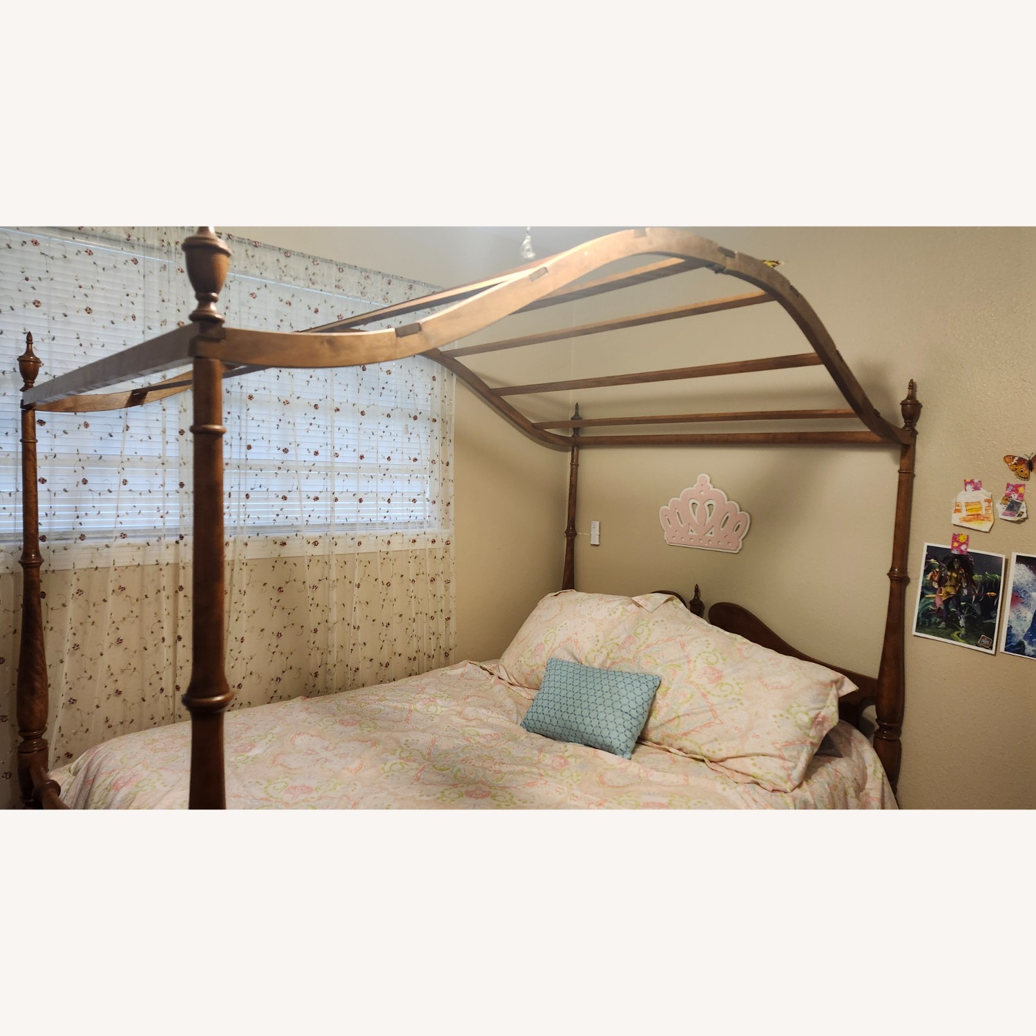 Ethan Allen Light Brown Wood Full Bed - image-1