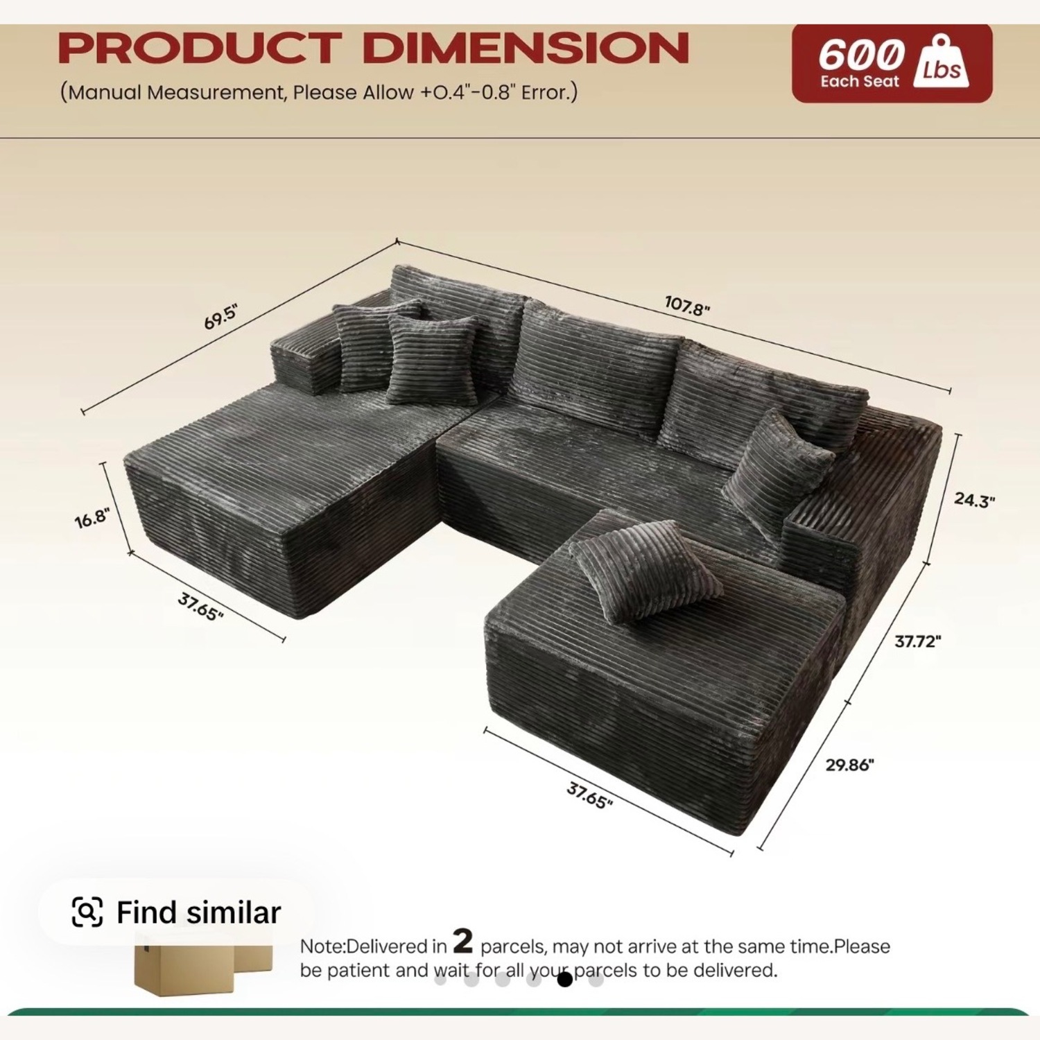 Natural 2 Piece Sectional - image-3