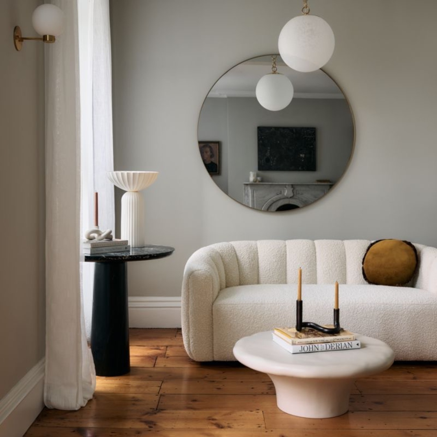 CB2 Fitz 72.5" Channeled White Boucle Loveseat - image-3