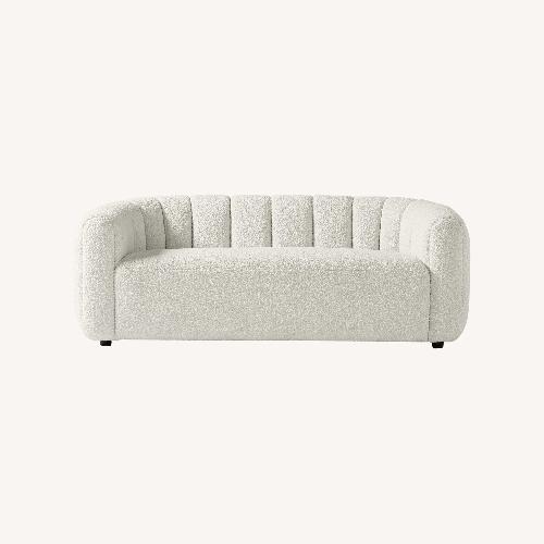 Used CB2 Fitz 72.5" Channeled White Boucle Loveseat for sale on AptDeco