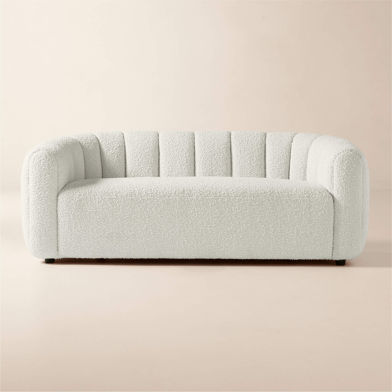 CB2 Fitz 72.5" Channeled White Boucle Loveseat - image-0