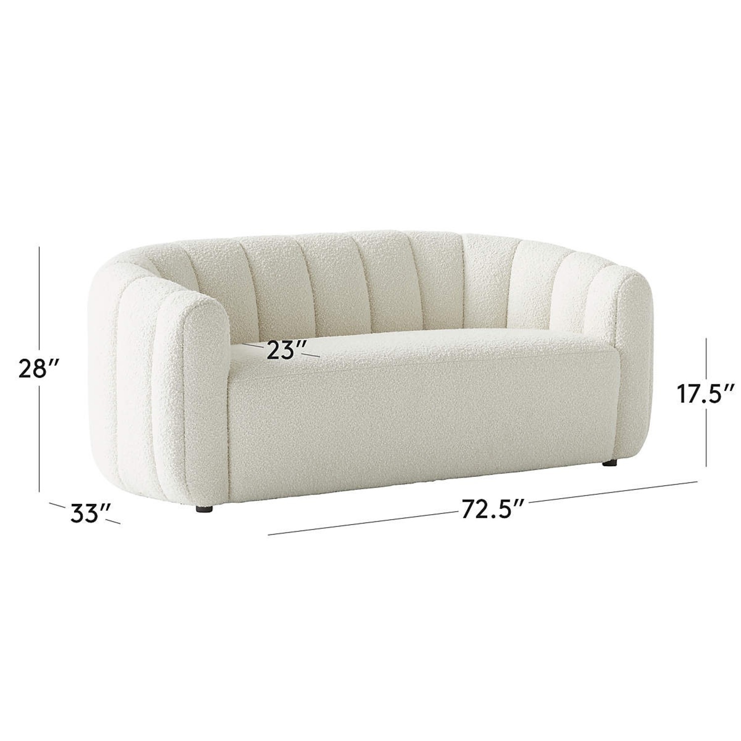 CB2 Fitz 72.5" Channeled White Boucle Loveseat - image-2