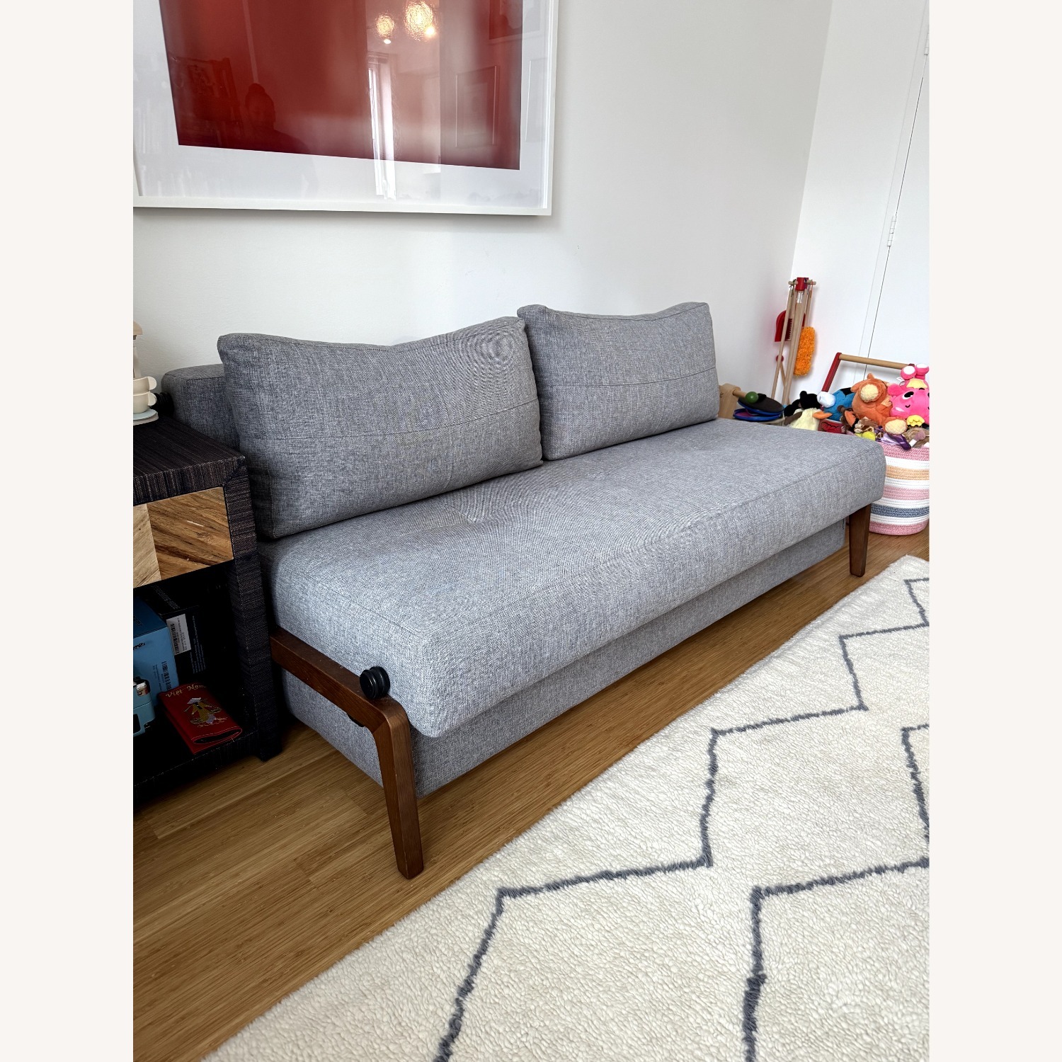 Sit Down New York Dark Gray Fabric Futon - image-1