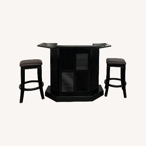 Used Real Wood Bar with Matching Stools for sale on AptDeco