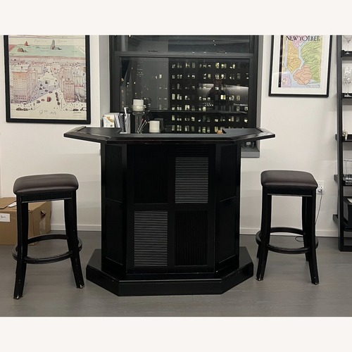 Used Real Wood Bar with Matching Stools for sale on AptDeco