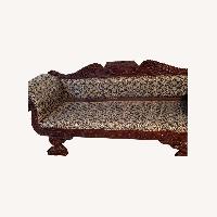 Vintage/Antique Green Fabric 2 Seater Sofa