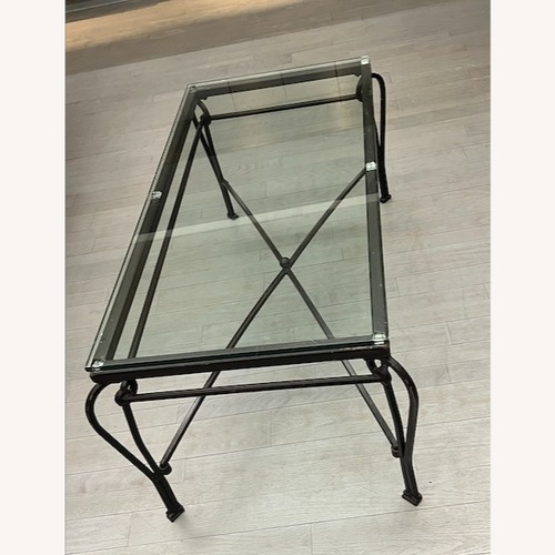 Used Pottery Barn Wrought Iron & Glass Coffee Table  for sale on AptDeco