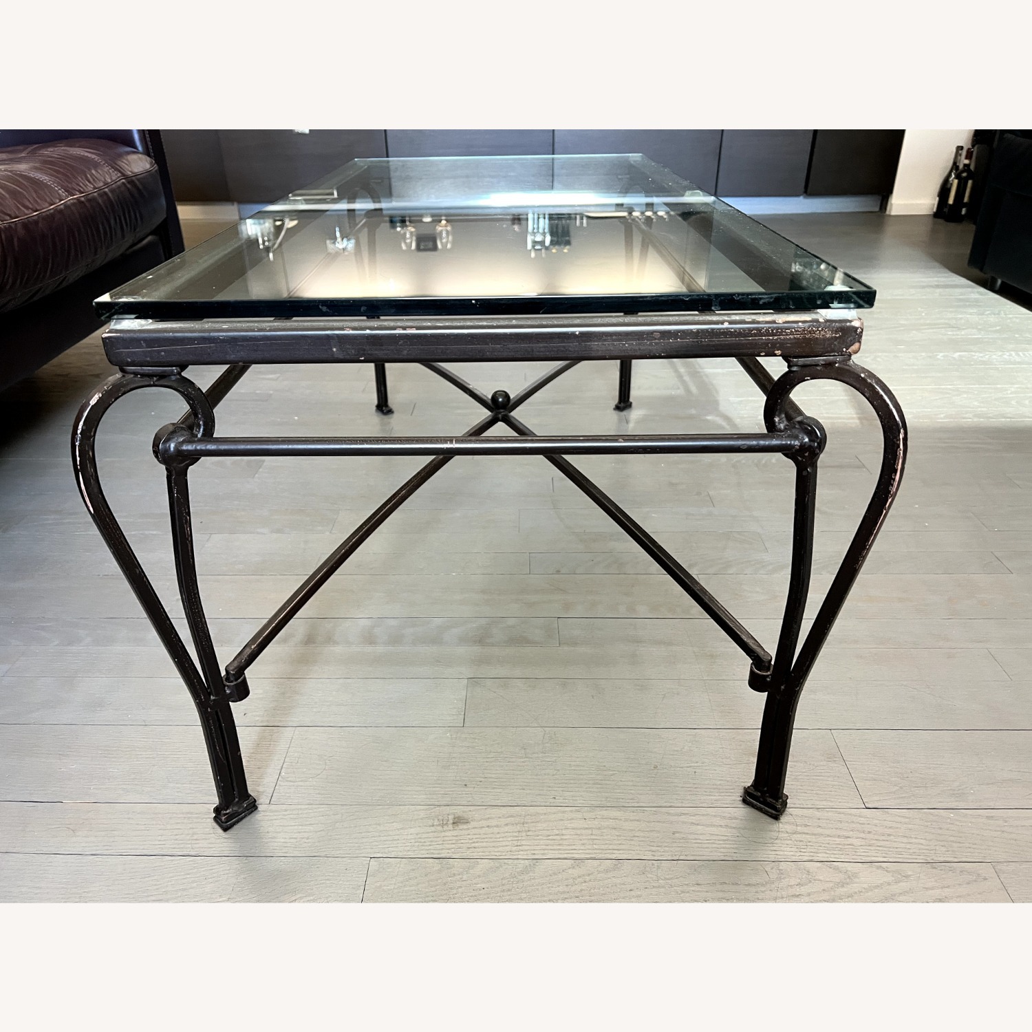 Pottery Barn Wrought Iron & Glass Coffee Table - image-1
