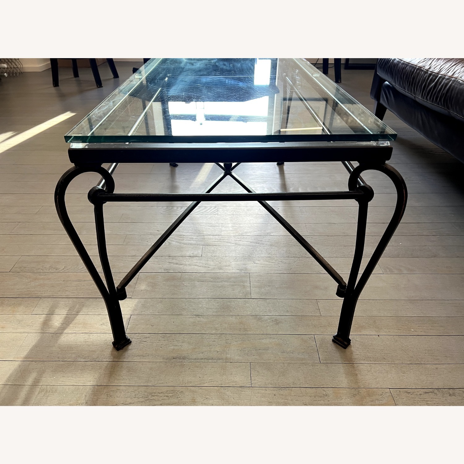 Pottery Barn Wrought Iron & Glass Coffee Table - image-2