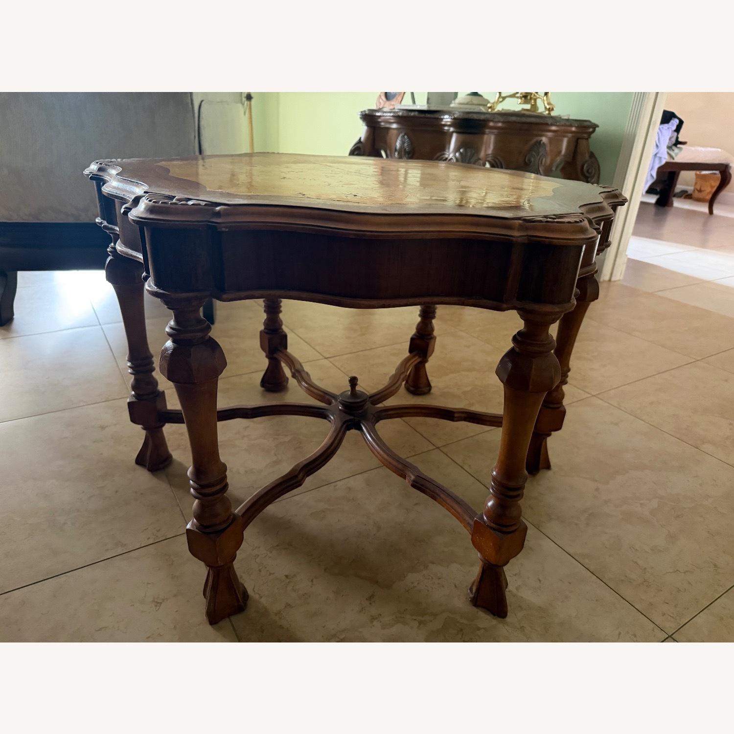 Vintage/Antique Light Brown Wood Side Table - image-4