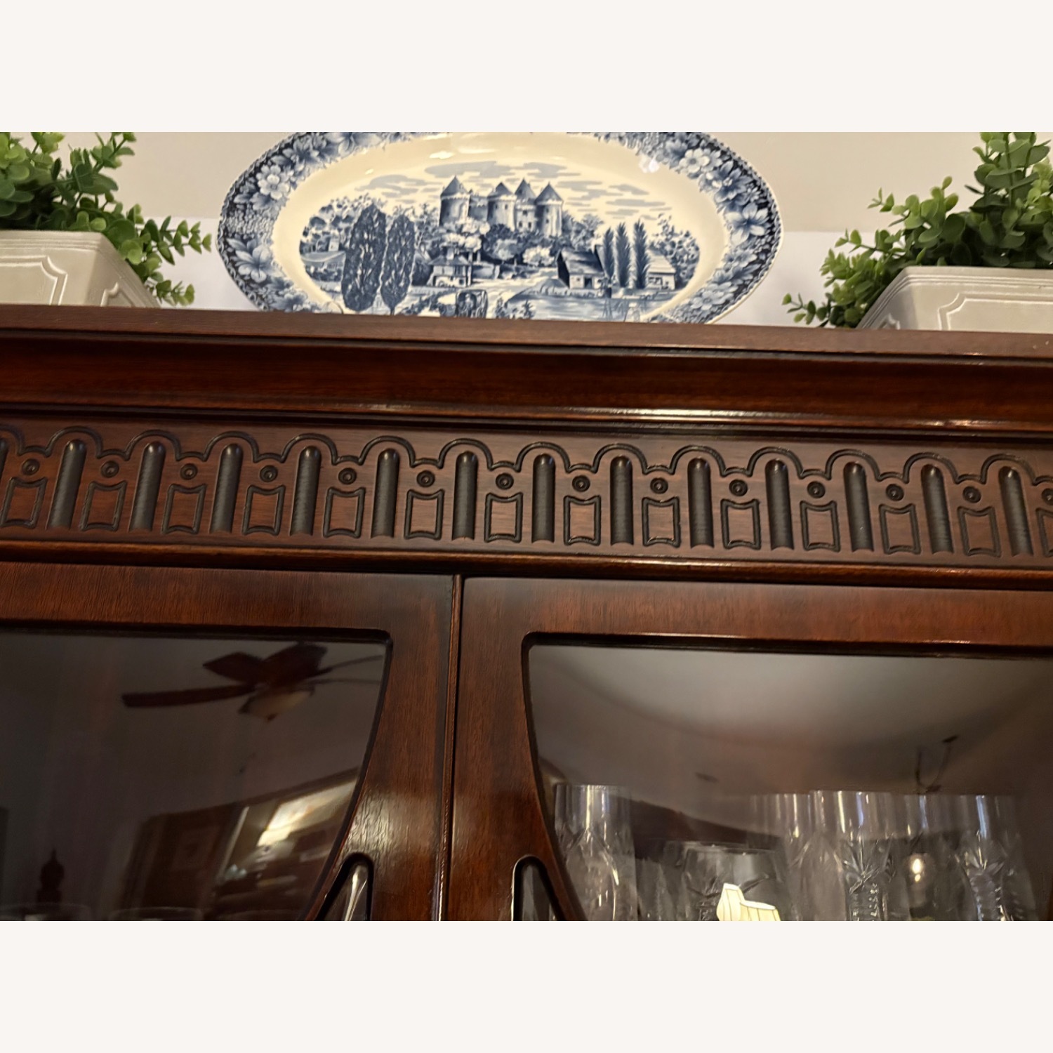 Vintage Bubble Glass Front China Cabinet - image-4