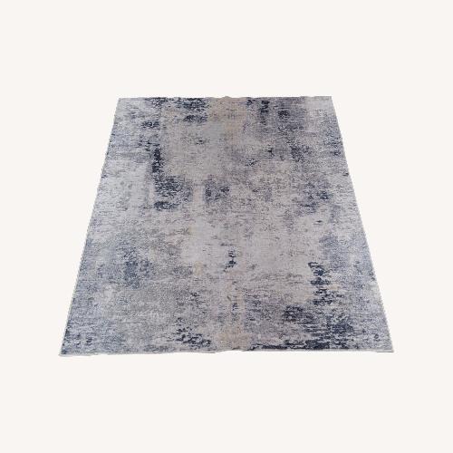 Used Modern Abstract Grey and Blue 4x6 Area Rug for sale on AptDeco