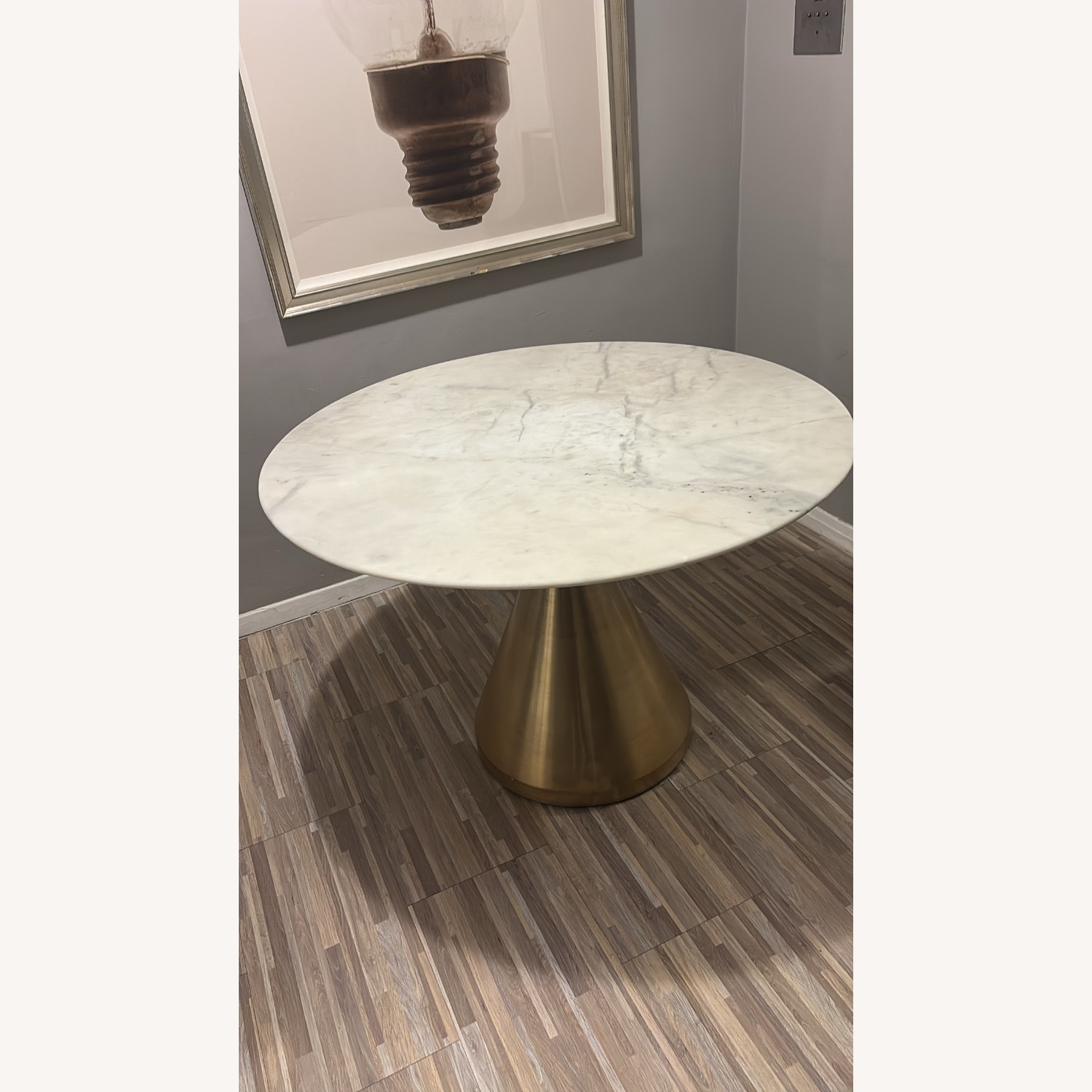 West Elm Silhouette White Marble Dining Table - image-1