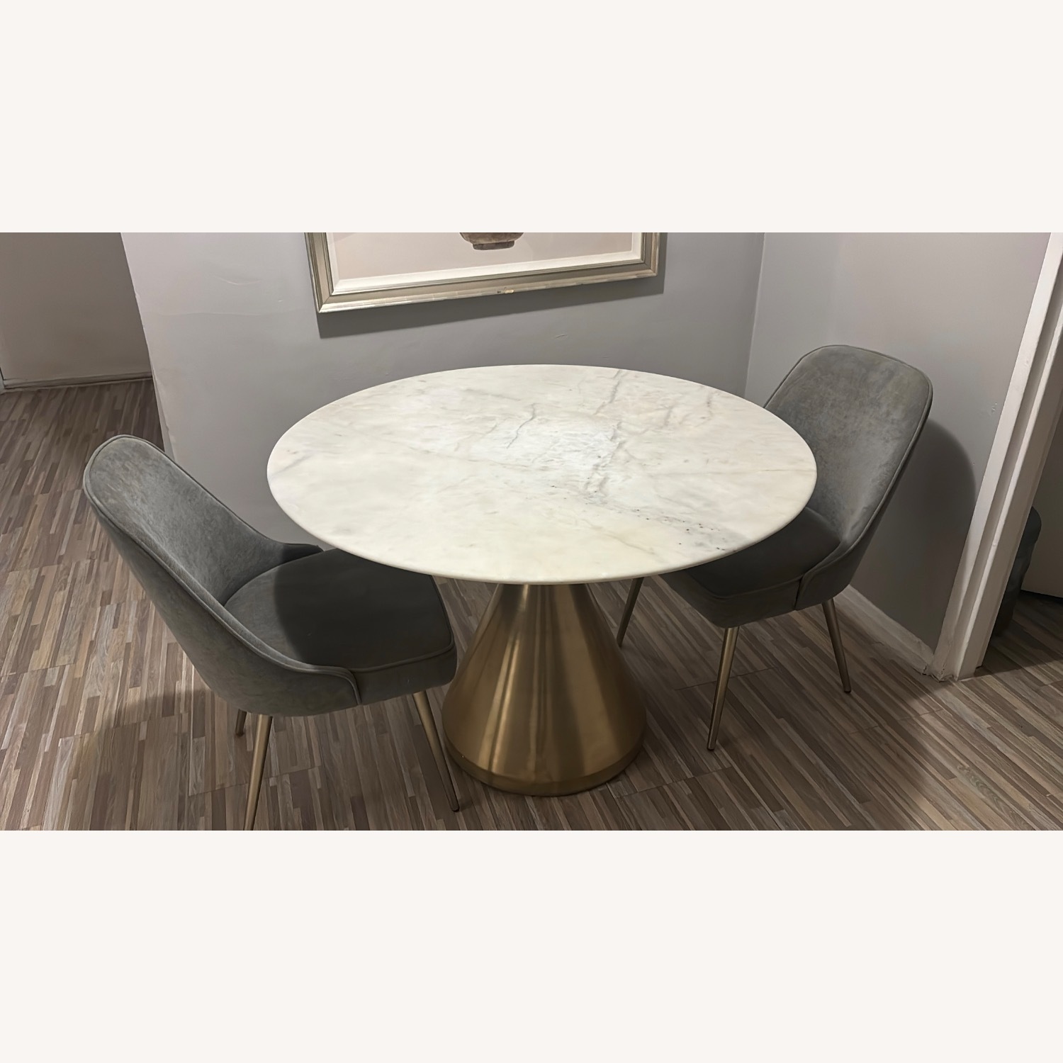 West Elm Silhouette White Marble Dining Table - image-2