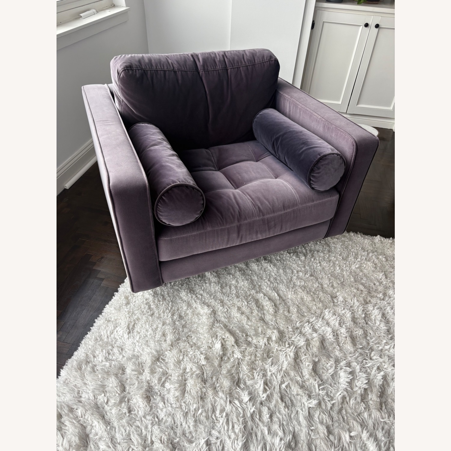 West Elm Dennes Purple Velvet Accent Chair - image-1