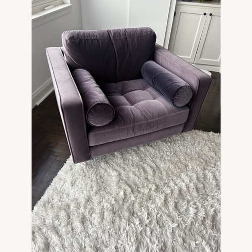 Used West Elm Dennes Purple Velvet Accent Chair for sale on AptDeco