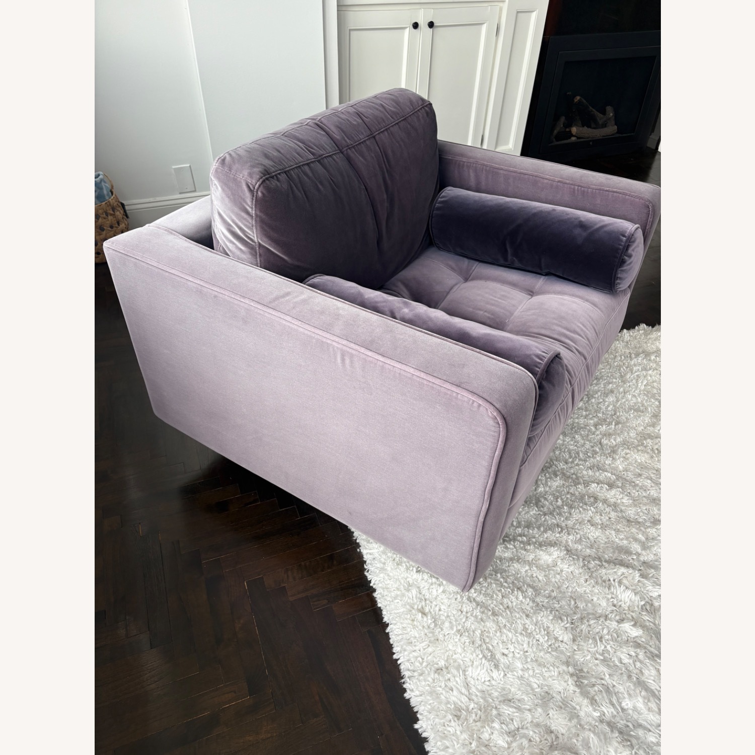 West Elm Dennes Purple Velvet Accent Chair - image-2