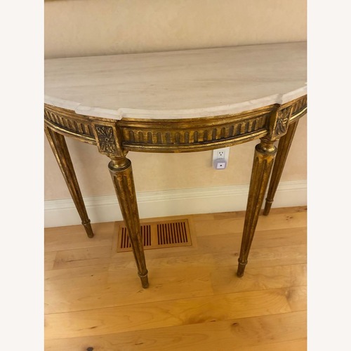 Used Demilune Console Table with Marble Top	 for sale on AptDeco
