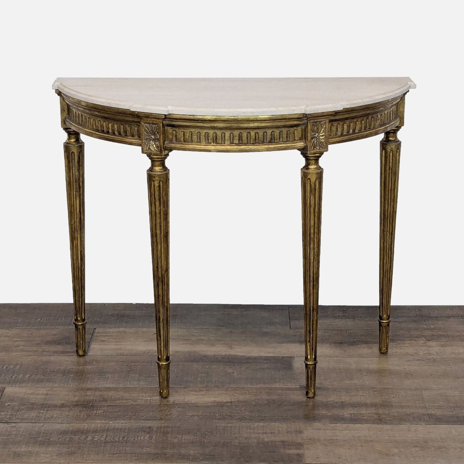 Demilune Console Table with Marble Top	 - image-2