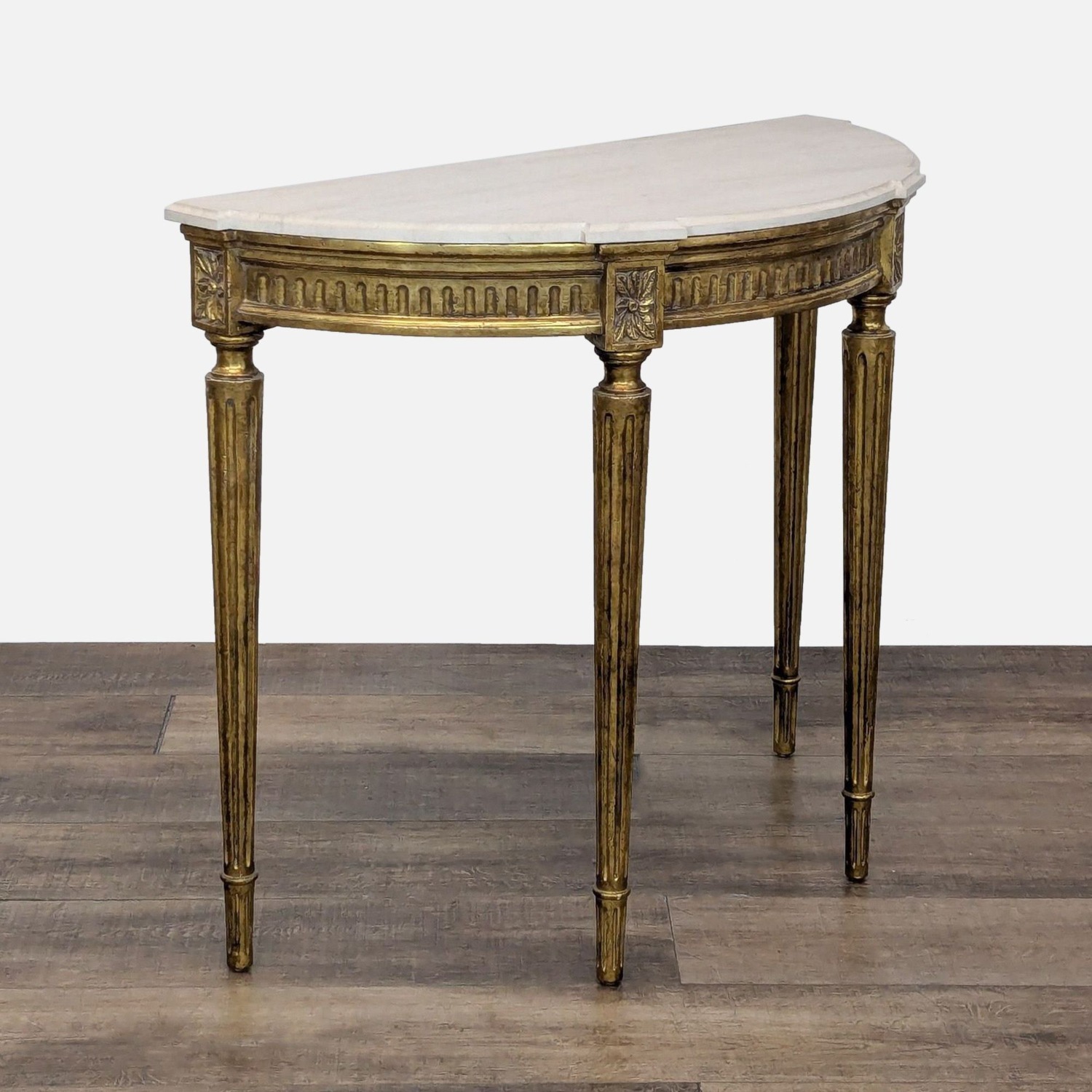 Demilune Console Table with Marble Top	 - image-3
