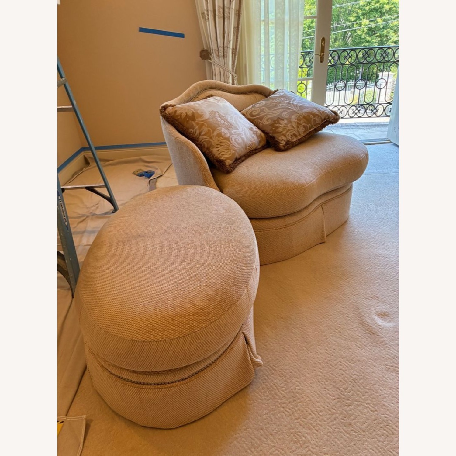 Century Furniture Skirted Ottoman with Nailhead - image-1