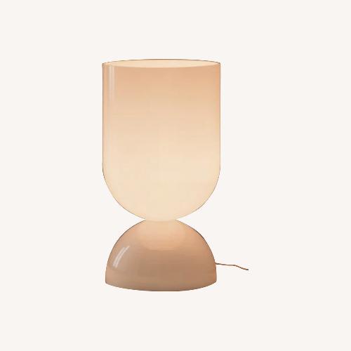Used NIB 9” Modern White Glass Accent Table Lamp for sale on AptDeco