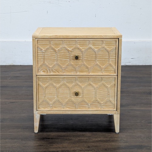 Used Textured Trellis Nightstand in Natural	 for sale on AptDeco