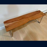 Live Edge Solid Wood Bench With Metal Legs