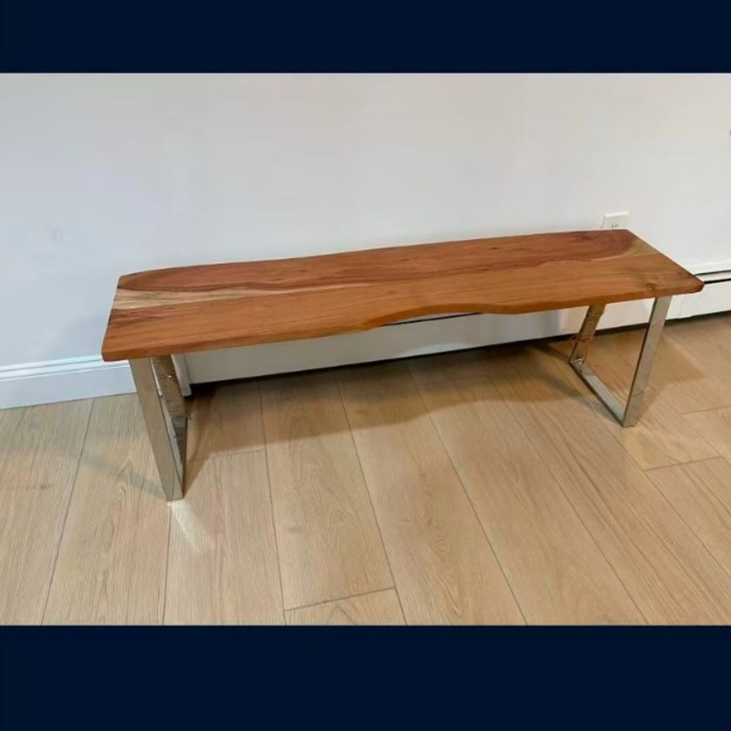 Live Edge Solid Wood Bench With Metal Legs - image-2