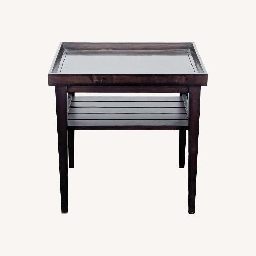 Used Wooden End Table with "Tray Top" and Slatted Shelf for sale on AptDeco