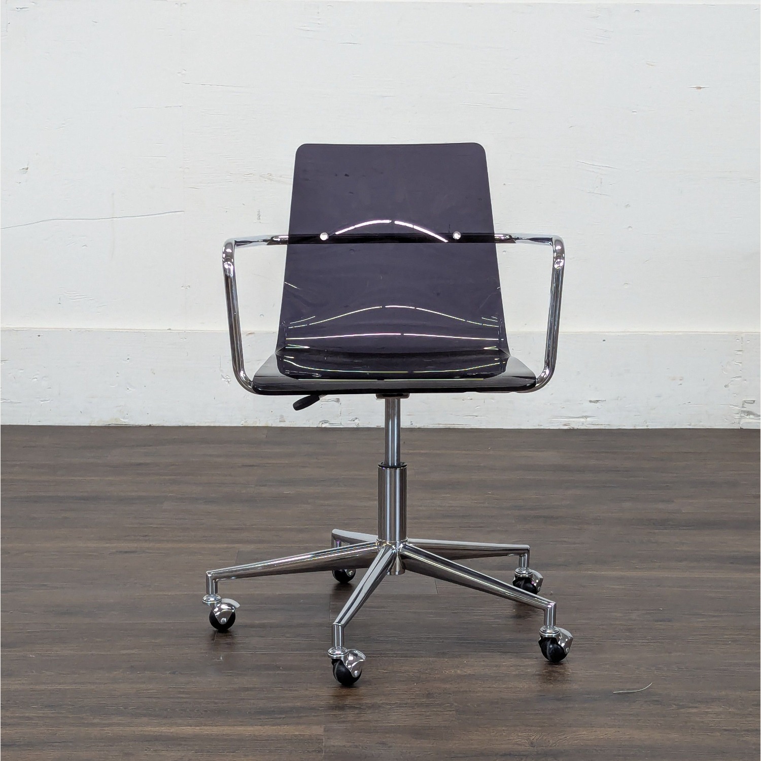 Modern Clear Acrylic Office Chair with Chrome Base - image-4