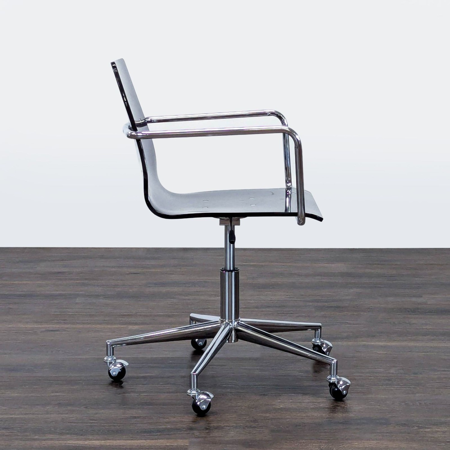 Modern Clear Acrylic Office Chair with Chrome Base - image-1