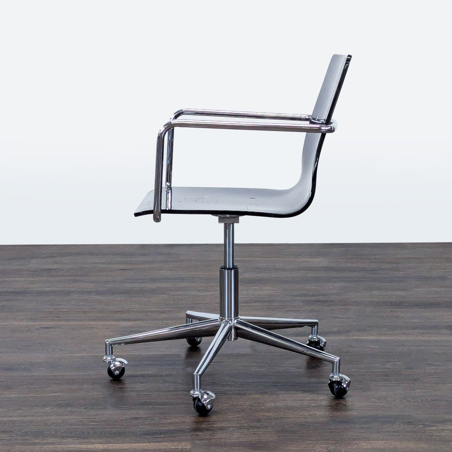 Modern Clear Acrylic Office Chair with Chrome Base - image-2