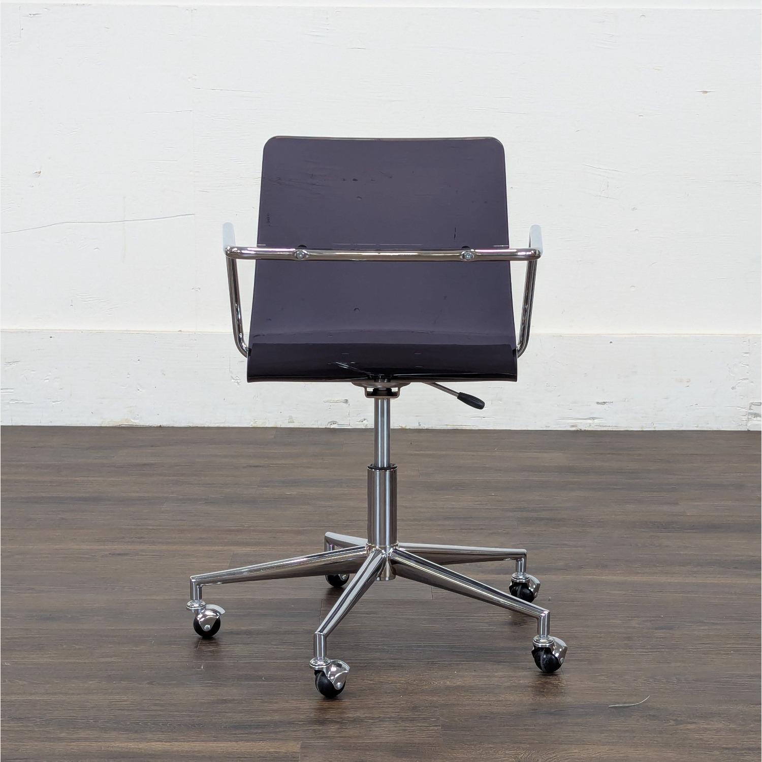 Modern Clear Acrylic Office Chair with Chrome Base - image-5