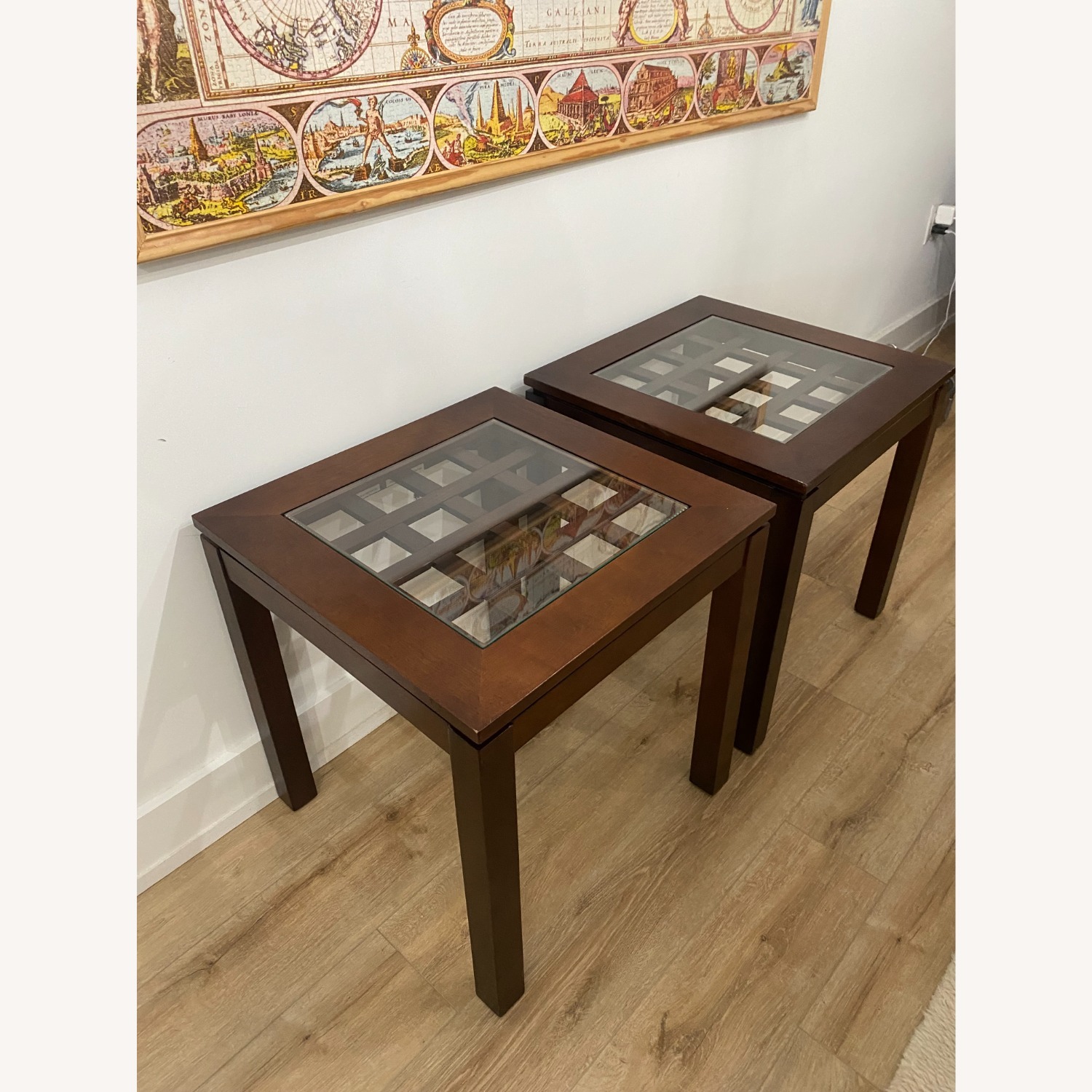 Solid Wood W Glass End Tables - image-1