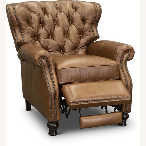 Used Cambridge Light Brown Leather Recliner for sale on AptDeco