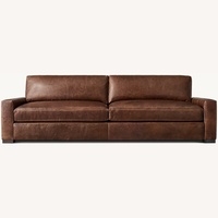 Restoration Hardware Leather Sofa W Pull-Out Bed
