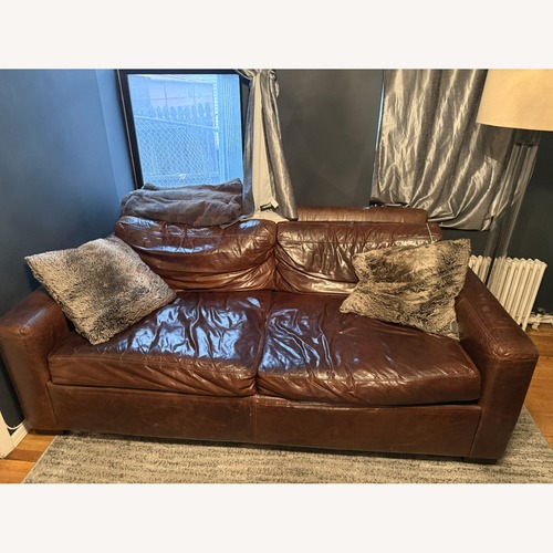 Used Restoration Hardware Leather Sofa W Pull-Out Bed for sale on AptDeco