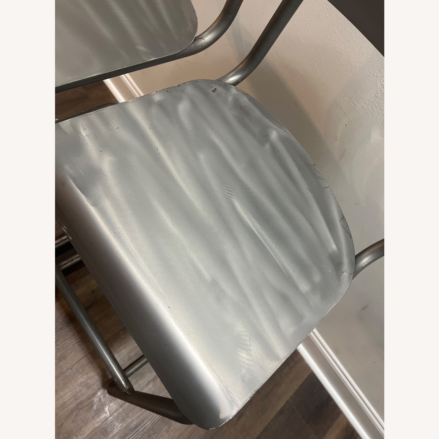Restoration Hardware Light Gray Metal Stools - image-6