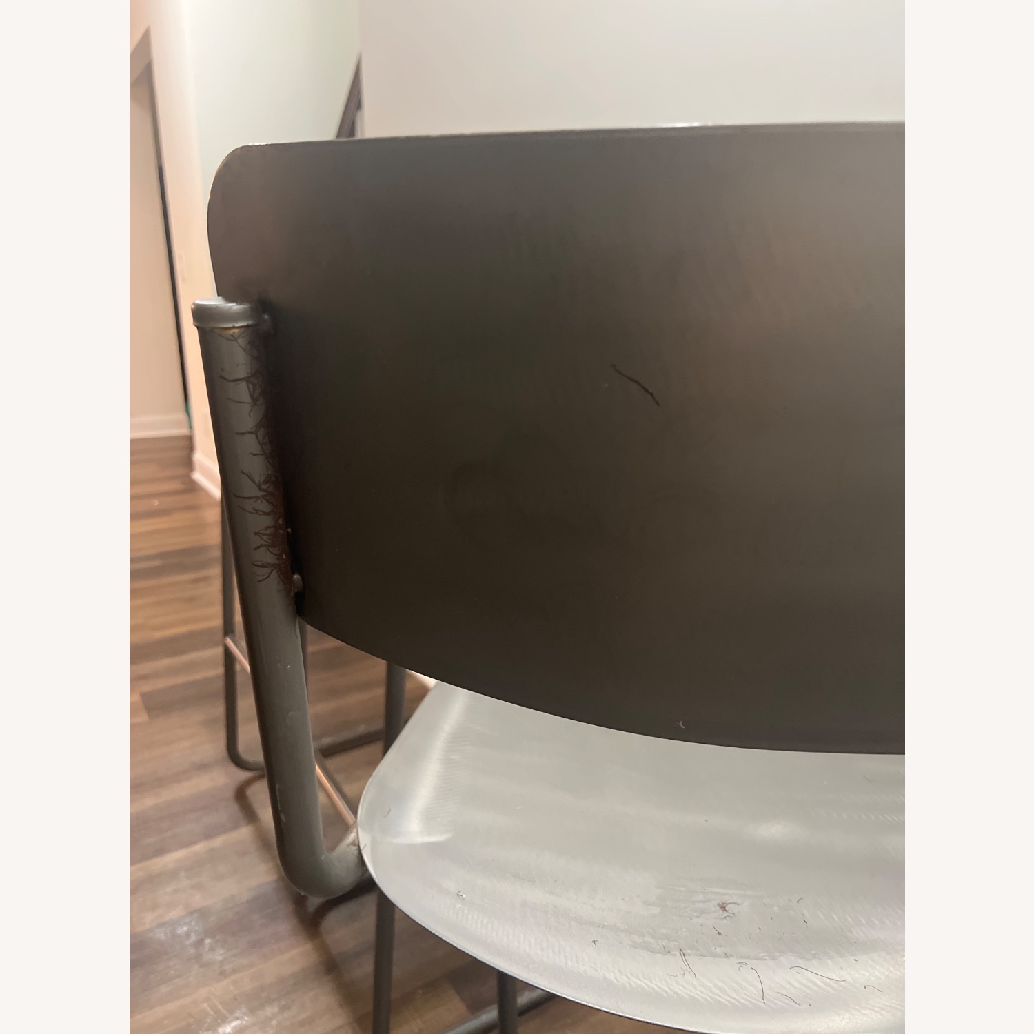 Restoration Hardware Light Gray Metal Stools - image-4