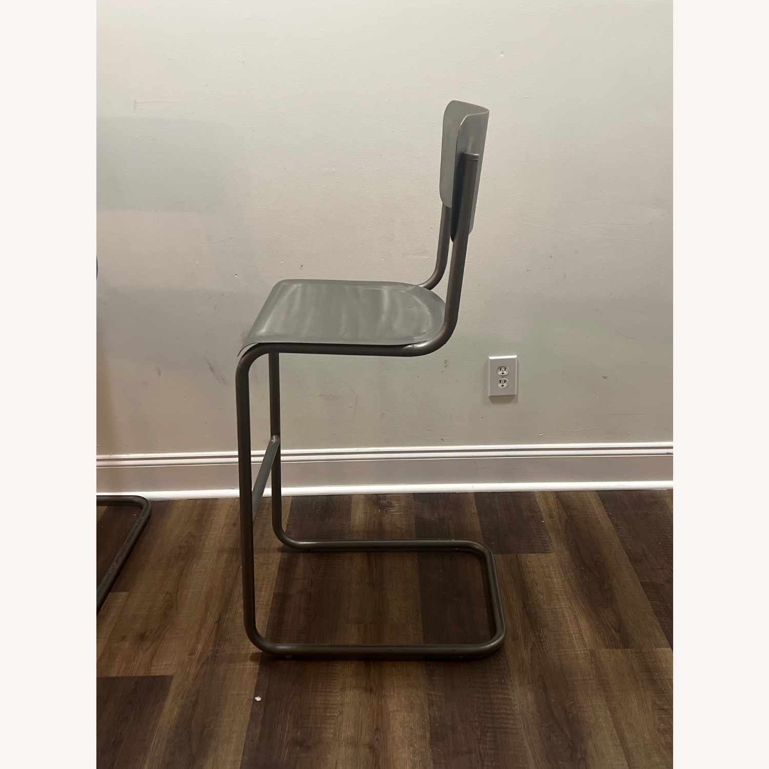 Restoration Hardware Light Gray Metal Stools - image-3