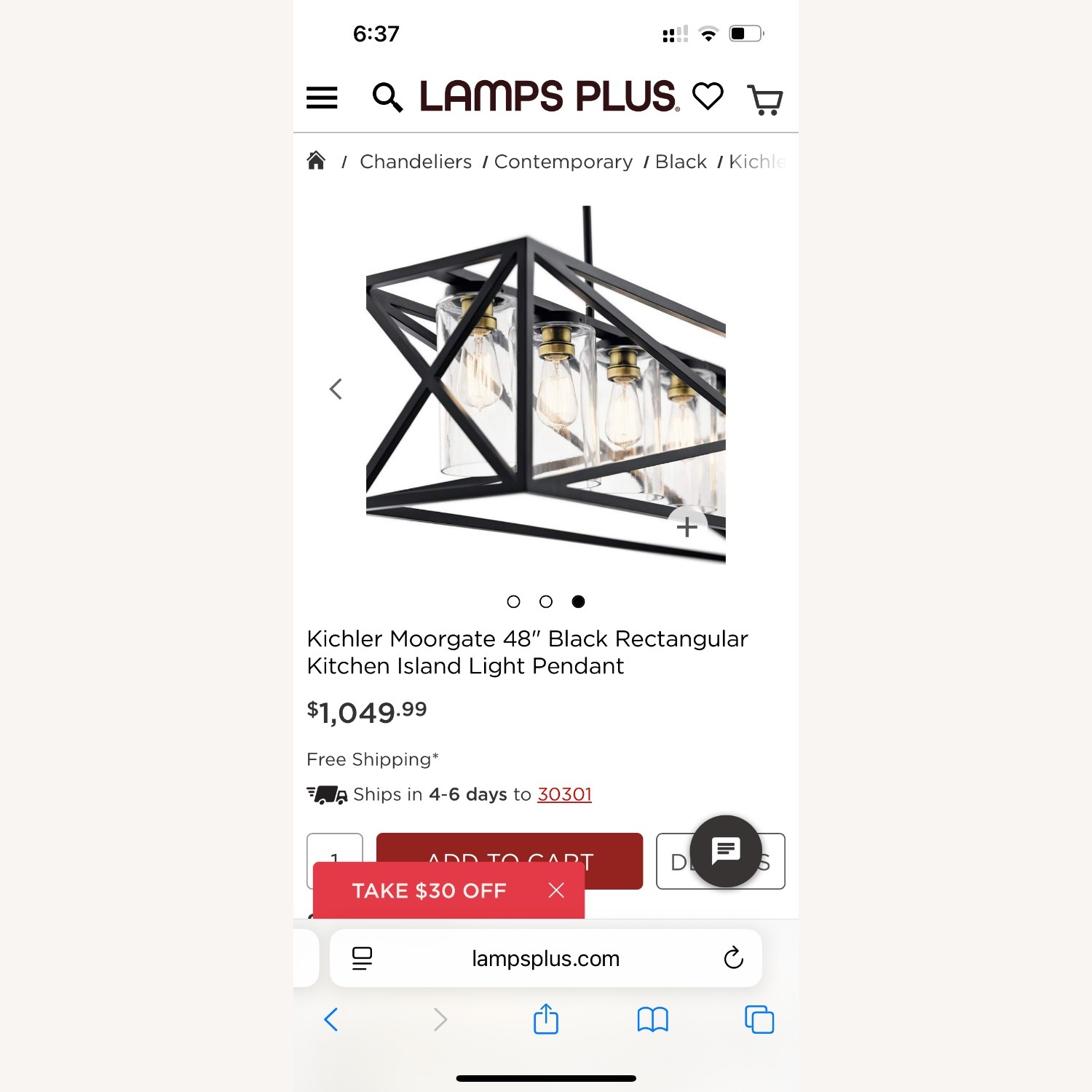 Kichler Moorgate 48" Black Rectangular Kitchen Island Light Pendant - image-4